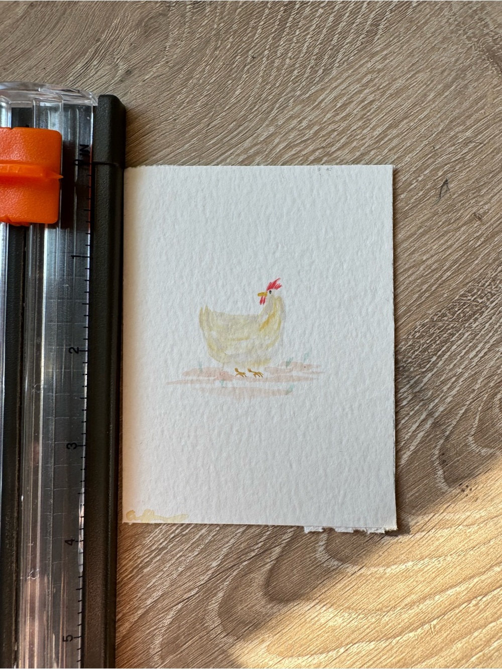 Watercolor Chicken Art - Cream & Red - Picture 3 of 5
